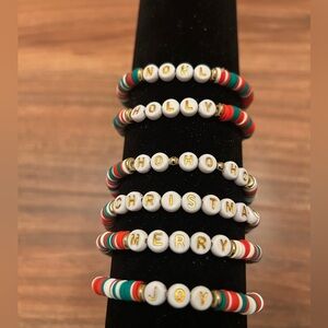 Christmas Festive Beaded Bracelets Set of 6